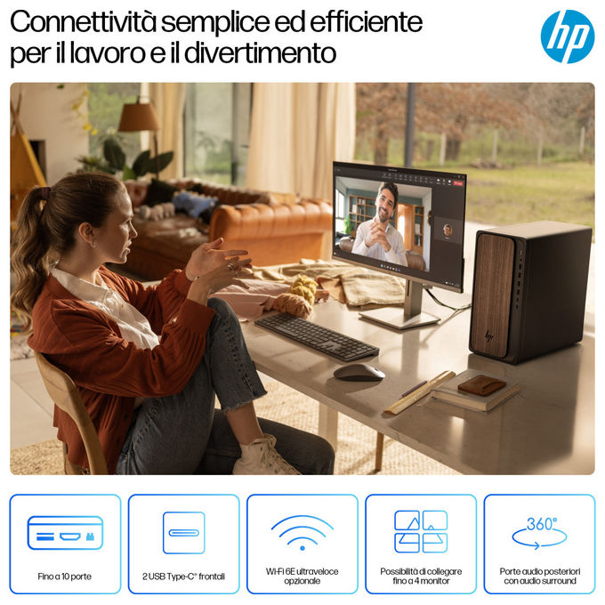 Hp, Omnidesk Desktop AI, Intel Core Ultra 5 225, 16 GB DDR5-SDRAM, Windows 11 Home, Tower