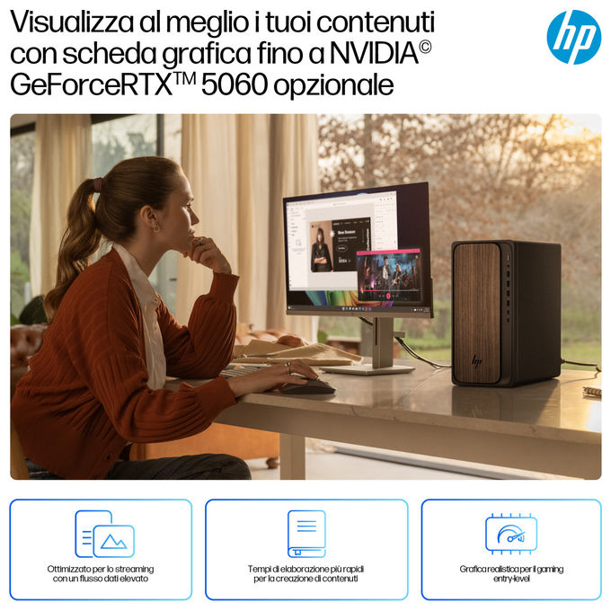 Hp, Omnidesk Desktop AI, Intel Core Ultra 5 225, 16 GB DDR5-SDRAM, Windows 11 Home, Tower