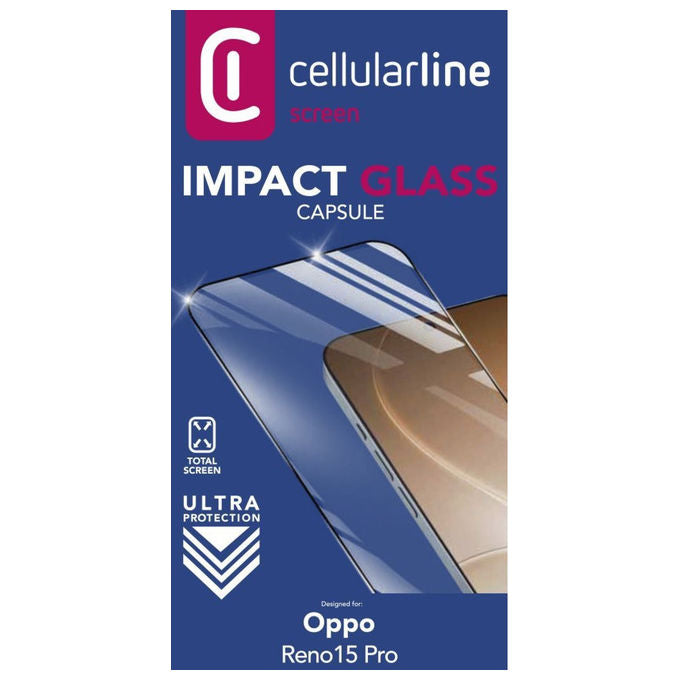 Cellularline, Vetro Temperato, Impact Glass Capsule, Oppo Reno 15 Pro, Resistente a Graffi e Urti