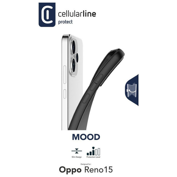 Cellularline Mood, Cover Nero Gomma per Xiaomi e Oppo