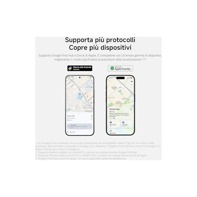 Xiaomi, Smart Tag, Compatibile con Apple Find My e Google Android Find Hub, Localizzatore, IP67, Autonomia 1 Anno