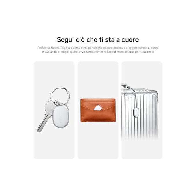 Xiaomi, Smart Tag, Compatibile con Apple Find My e Google Android Find Hub, Localizzatore, IP67, Autonomia 1 Anno