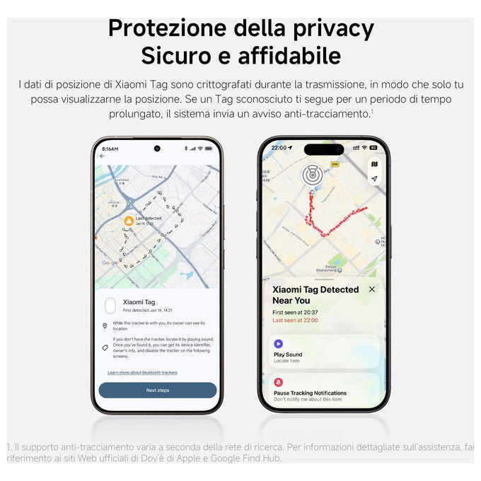 Xiaomi, Smart Tag, Compatibile con Apple Find My e Google Android Find Hub, Localizzatore, IP67, Autonomia 1 Anno