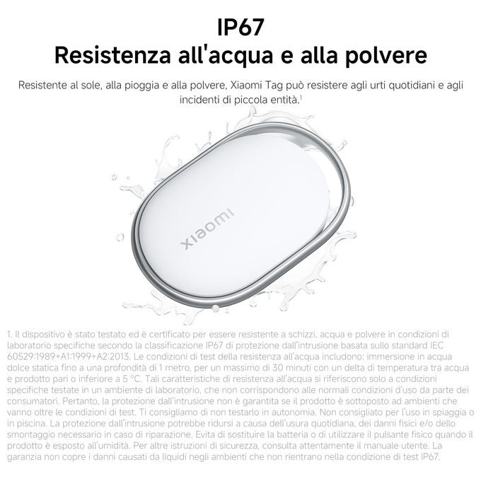 Xiaomi, Smart Tag, Compatibile con Apple Find My e Google Android Find Hub, Localizzatore, IP67, Autonomia 1 Anno