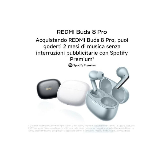 Xiaomi, Redmi Buds 8 Pro, Auricolari Bluetooth True Wireless, ANC 55dB, Bianco