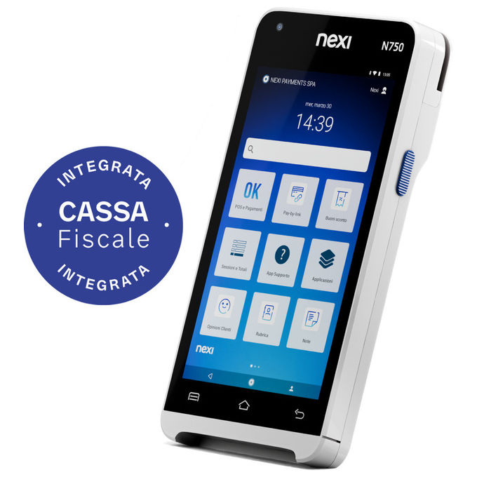 Nexi NEIN750 SmartPOS Mini Terminale POS Portatile Cassa Fiscale Integrata Wi-Fi 4G Android 5'' colore Nero Grigio