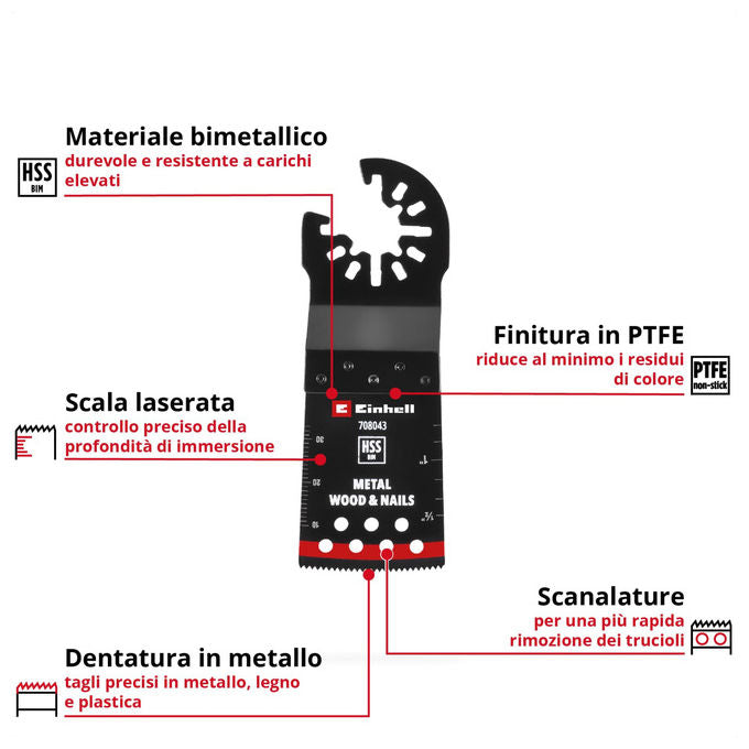 Einhell Accessories Lama Sega a Immersione Bimetallo Metallo e Legno 34mm 40mm Finitura PTFE