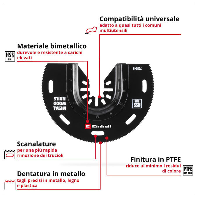 Einhell Accessories Lama a Tuffo Bimetallica Metallo e Legno Ø 88 mm Finitura PTFE