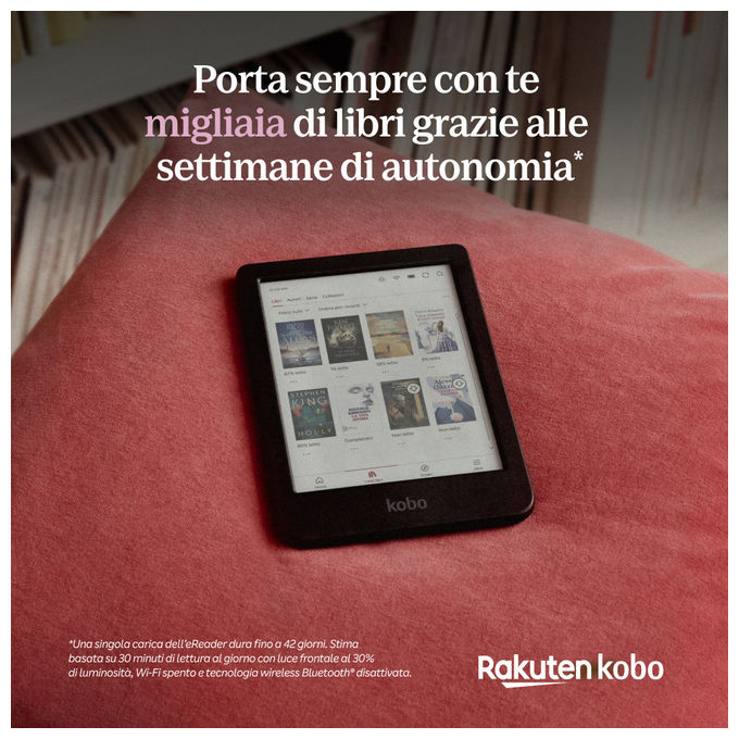 Rakuten Kobo Clara Colour, Lettore E-book, Touchscreen, 16 GB, Wi-Fi, Nero