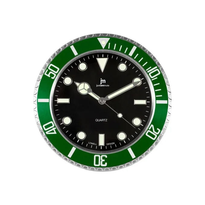 Lowell, Orologio da Parete Quarzo, Verde, MDF e Vetro, Diametro 39.4 cm