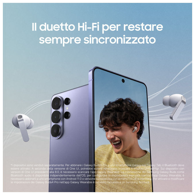 Samsung, Galaxy Buds4 Pro, Nero, Auricolari True Wireless, Audio 360°, ANC Migliorata
