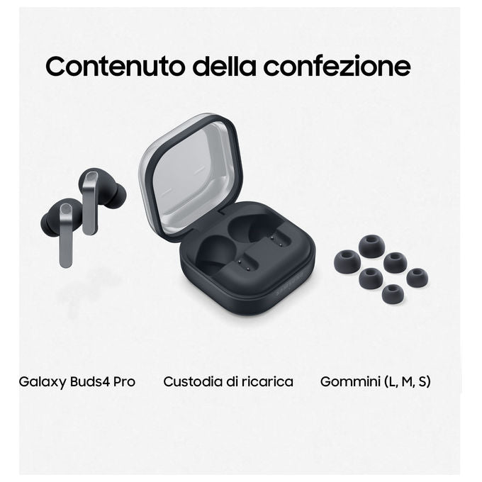 Samsung, Galaxy Buds4 Pro, Nero, Auricolari True Wireless, Audio 360°, ANC Migliorata