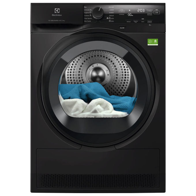Electrolux EW7H49B Serie 700 Asciugatrice Pompa di Calore 9 Kg Classe C DelicateCare SensiCare Woolmark (85x60x64 cm) colore Nero