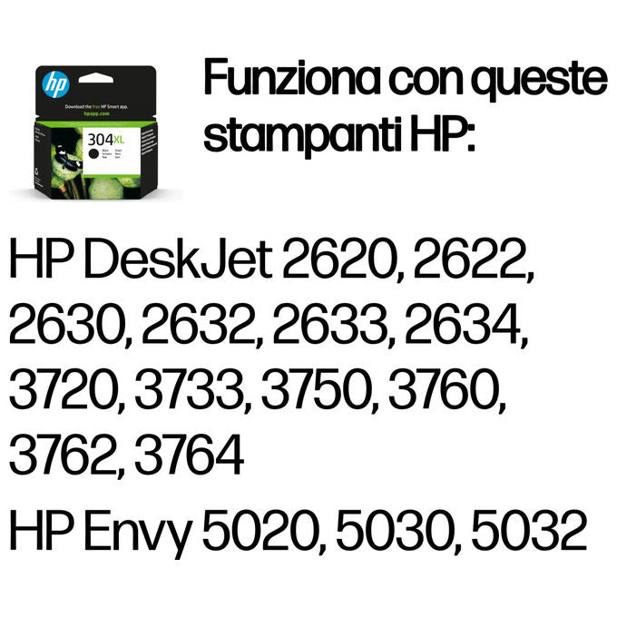 Hp, Cartuccia Inchiostro Originale 304XL, Nero
