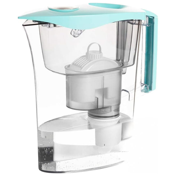 Laica MikroPLASTIK-STOP Caraffa Filtrante 3L Doppia Filtrazione Bi-Flux Riduce Microplastiche Timer Analogico colore Azzurro