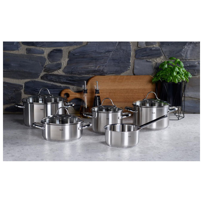 Fissler Set Pentole Palermo 5 Pezzi Acciaio Inox con Coperchi in Vetro Induzione