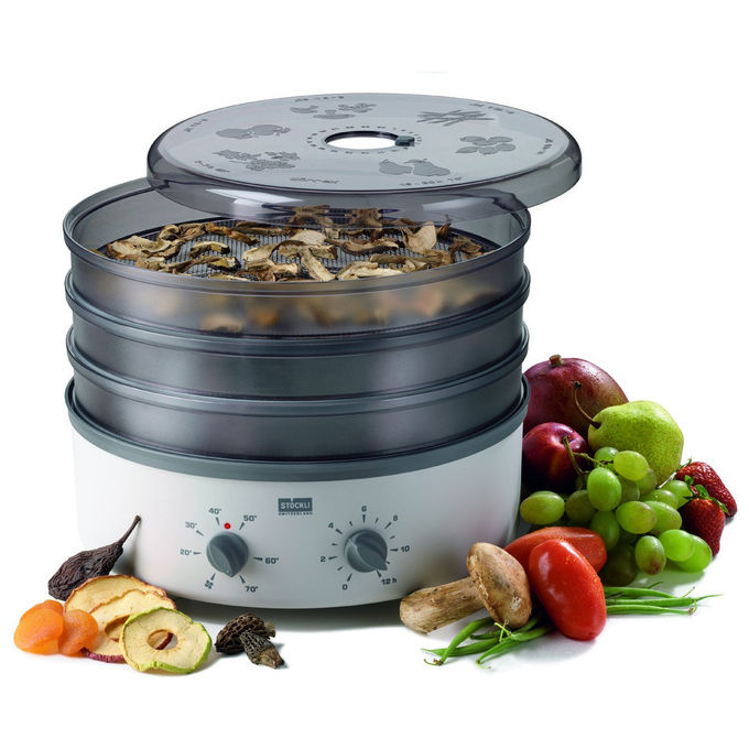 Stöckli 0076.70M Dörrex Disidratatore Alimentare Timer 12 ore 3 Griglie Metallo 540 W fino a 10 Griglie colore Grigio