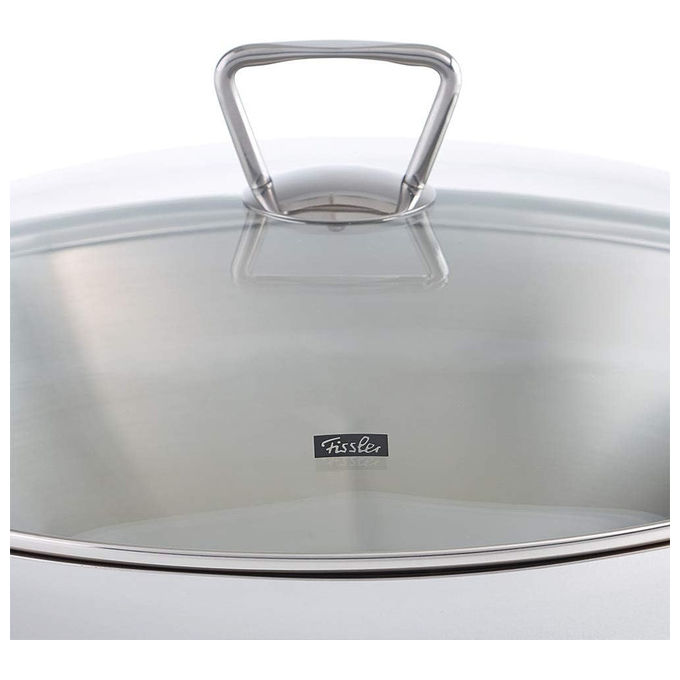 Fissler Padella Wok Kunming 36 cm Acciaio Inox con Coperchio in Vetro Induzione