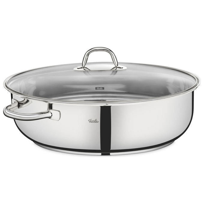 Fissler Rostiera Ovale Acciaio Inox 8.8 L 38 cm con Coperchio in Vetro Compatibile Induzione