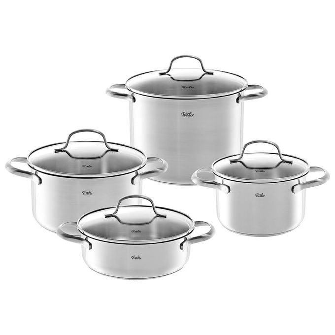 Fissler Set di Pentole San Francisco 4 Pezzi Acciaio Inox con Coperchi in Vetro Induzione