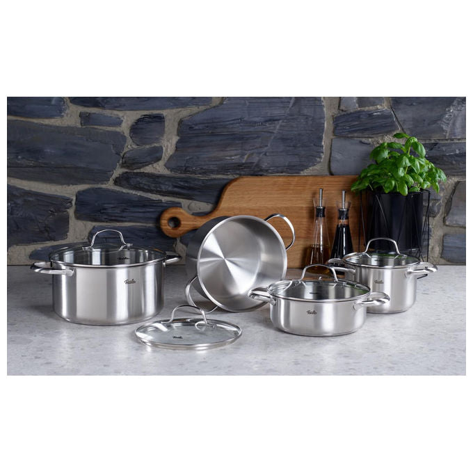 Fissler Set di Pentole San Francisco 4 Pezzi Acciaio Inox con Coperchi in Vetro Induzione