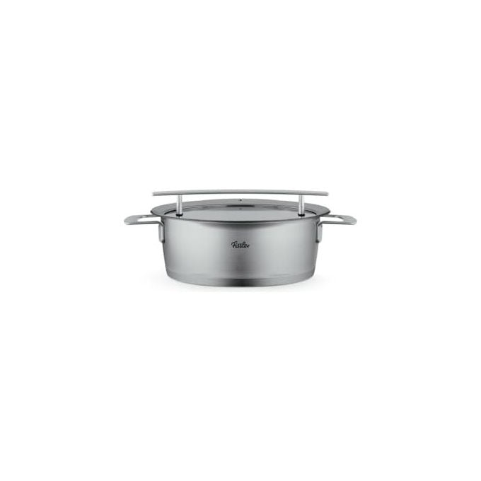Fissler Pentola per Arrosti 24 cm 39 l Acciaio Inox con Coperchio in Vetro Adatta a Induzione