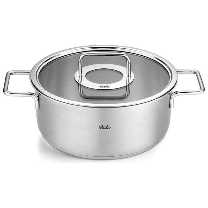 Fissler Pentola Arrosto Acciaio Inox 24 cm 3.9 L con Coperchio Vetro Pure Collection