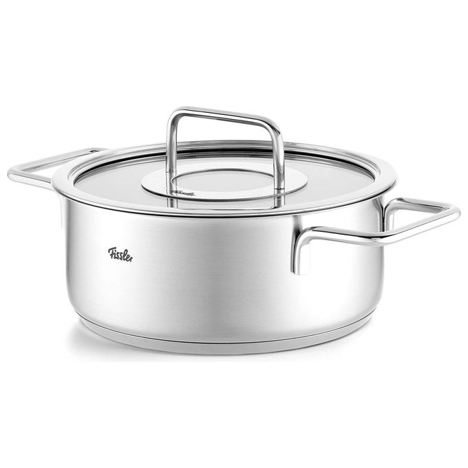 Fissler Pentola Arrosto Acciaio Inox 24 cm 3.9 L con Coperchio Vetro Pure Collection