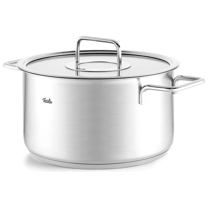 Fissler Pentola Acciaio Inox 24 cm 5.7 Litri con Coperchio Vetro Pure Collection