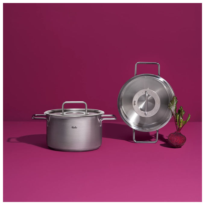 Fissler Pentola Acciaio Inox 24 cm 5.7 Litri con Coperchio Vetro Pure Collection