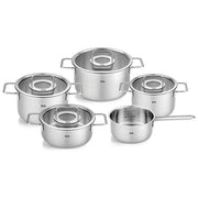 Fissler Set di Pentole 5 Pezzi Acciaio Inox Adatto Induzione Argento