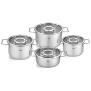 Fissler Set Pentole Acciaio Inox 4 Pezzi con Coperchi in Vetro Induzione