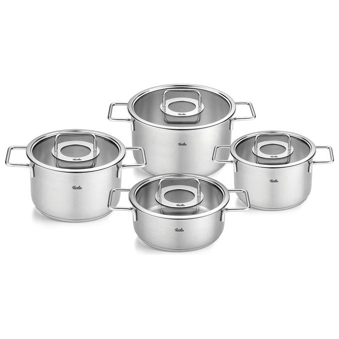 Fissler Set Pentole Acciaio Inox 4 Pezzi con Coperchi in Vetro Induzione