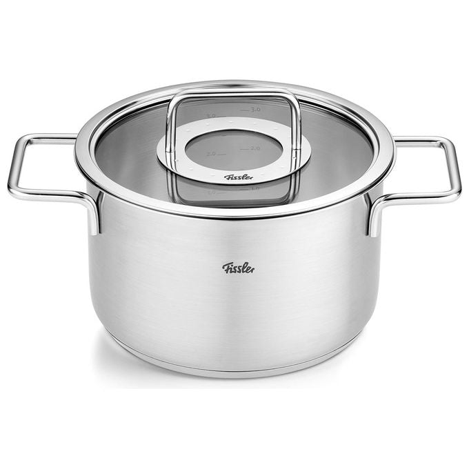 Fissler Set Pentole Acciaio Inox 4 Pezzi con Coperchi in Vetro Induzione