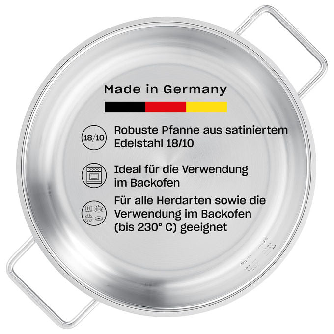 Fissler Padella da Portata Pure Collection Acciaio Inox 24 cm per Induzione