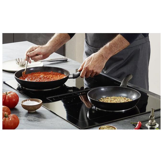 Fissler Set Padelle 2 Pezzi 24 + 28 cm Alluminio Rivestimento Ceramica Ad Induzione Nero