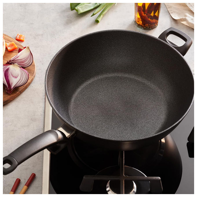 Fissler Wok Adamant Alluminio Antiaderente 32 cm Nero Adatto Induzione