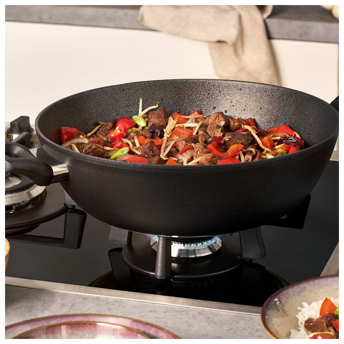 Fissler Wok Adamant Alluminio Antiaderente 32 cm Nero Adatto Induzione