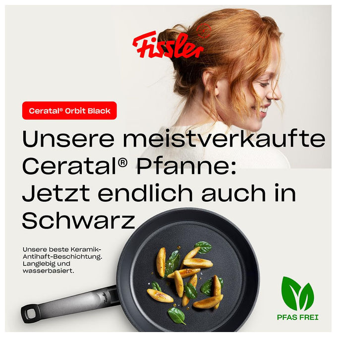 Fissler Padella Ceratal Comfort Orbit Black 24 cm Alluminio con Rivestimento in Ceramica
