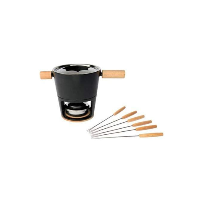 Stöckli Set Fonduta in Ghisa 1.8 L con 6 Forchette Nero