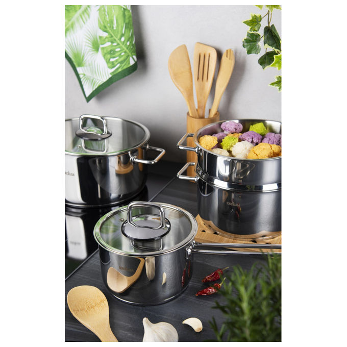 Excelsa Set Pentole Le Grand Chef 10 Pezzi Acciaio Inox 18-10 Casseruole Vaporiera