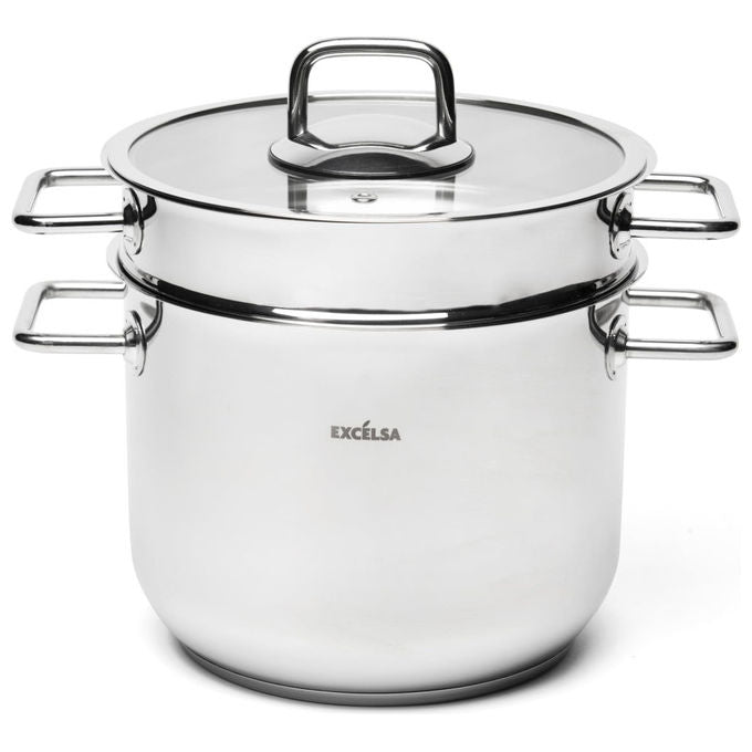 Excelsa Set Pentole Le Grand Chef 10 Pezzi Acciaio Inox 18-10 Casseruole Vaporiera