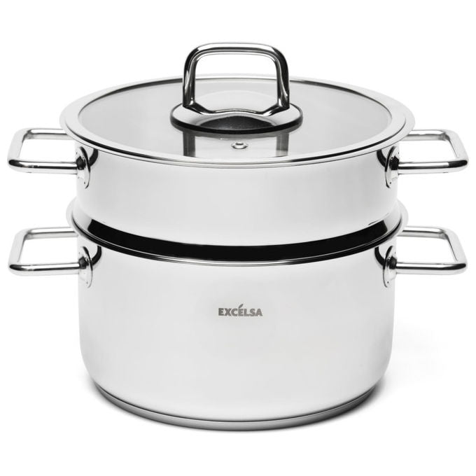 Excelsa Set Pentole Le Grand Chef 10 Pezzi Acciaio Inox 18-10 Casseruole Vaporiera