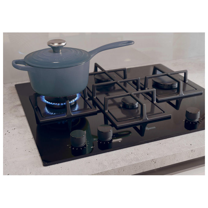 Hoover, Piano Cottura Gas, 60 cm, 4 Fuochi, Nero, Da Incasso, H-HOB 500 GAS HVG6DC5B