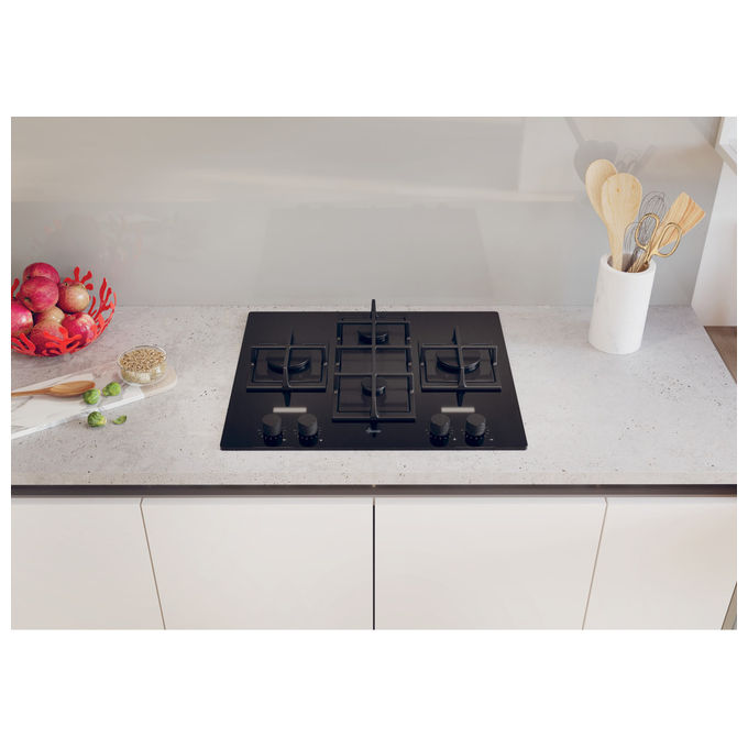 Hoover, Piano Cottura Gas, 60 cm, 4 Fuochi, Nero, Da Incasso, H-HOB 500 GAS HVG6DC5B
