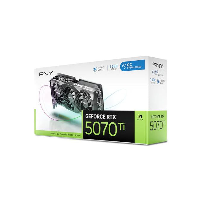 PNY GeForce RTX 5070 Ti, Scheda Grafica 16GB GDDR7, OC Tripla Ventola, DLSS 4