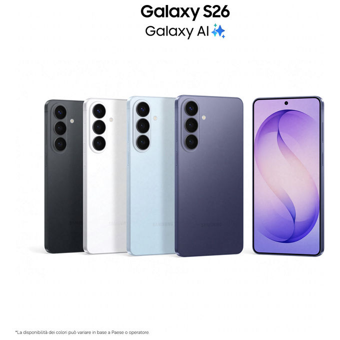 Samsung SM-S942BZKHEUB Galaxy S26 Smartphone 5G 6.3'' Dynamic AMOLED 2X 12 GB 512 GB Tripla Camera 50 MP Android 16.0 colore Nero