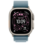 Apple, Cinturino Alpine Loop, 49 mm, Large, Titanio Nero, Blu Chiaro
