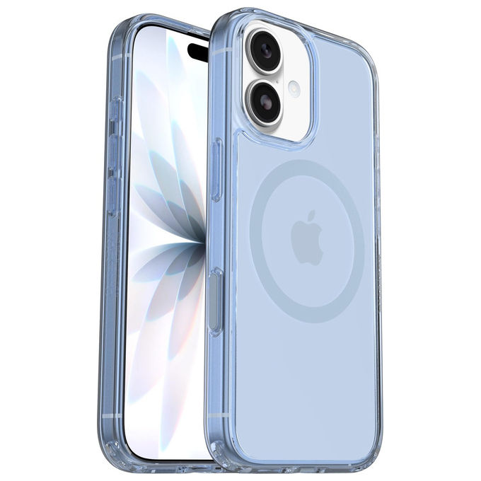 OtterBox, Symmetry Series Clear MagSafe, Cover iPhone 17, Resistente a Shock e Cadute, Trasparente-Blu