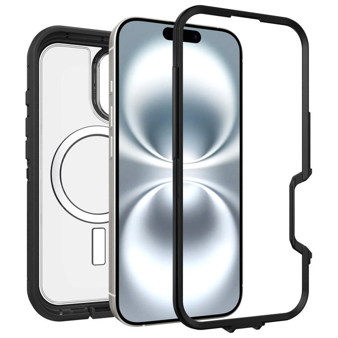 Otterbox Cover iPhone 16 Defender Series XT MagSafe Resistente a Shock Trasparente-Nero